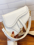 Momentlover Urban Split-Joint Solid Color PU Shoulder Bag Saddle Bag