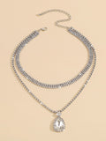 Rhine Stones Geometric Double Layered Necklaces Accessories