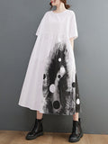 Momentlover Original Loose Polka-Dot Pleated Midi Dress