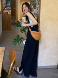 Momentlover Original Creation Sleeveless Loose Solid Color Square-Neck Overalls