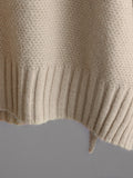 Momentlover Urban Loose Long Sleeves Solid Color Round-Neck High-Low Sweater Tops & Wide Leg Pants Suits