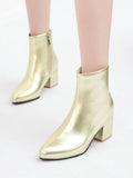 Momentlover Split-Joint Ripped Pointed-Toe Pumps Chelsea Boots