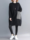 Momentlover Casual Pocket Long Sweatshirt Short Dress