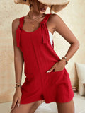 Momentlover Solid Color Sleeveless Loose U-neck Rompers