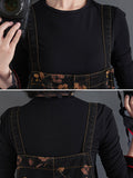 Momentlover Original Floral With Pocket Harem Denim Overalls
