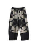 Momentlover Stand Collar Long Sleeves Asymmetric Buttoned Printed Sweatshirt Top + Harem Pants Pants Bottom Two Pieces Set