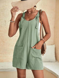 Momentlover Solid Color Sleeveless Loose U-neck Rompers