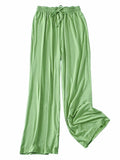 Momentlover Comfortable Drawstring Solid Color Loose Pants