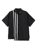 Momentlover Original Striped Irregularity Blouse Tops+Skirt Suits