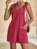 Momentlover Solid Color Sleeveless Loose U-neck Rompers