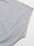 Momentlover Original Casual Loose Striped Buttoned Pleated Mini Shirt Dress