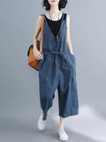 Momentlover Comfortable V-neck Jeans Jumpsuit