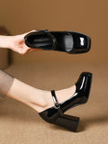 Momentlover Square-Toe Shallow Cut Pumps Mary Janes