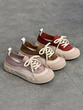 Momentlover Lace-Up Contrast Color Platform Shoes Casual Shoes