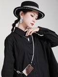 Momentlover Urban Loose Split-Joint Lapel Long Sleeves Midi Dress