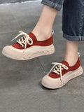 Momentlover Lace-Up Contrast Color Platform Shoes Casual Shoes