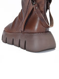 Momentlover Urban Black Brown Zipper Hollow Platform Shoes