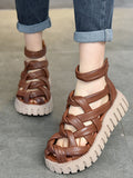 Momentlover Casual Hollow Gladiator Shoes Platform Sandals