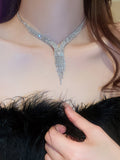 Tasseled Rhine Stones 2 pieces Necklaces Accessories Earrings Accessories