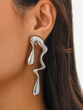 Momentlover Solid Color Geometric Drop Earrings
