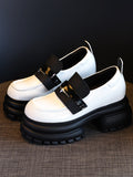 Momentlover Split-Joint Round-Toe Platform Shoes