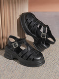 Momentlover Round-Toe Hollow Sandals Platform Shoes Gladiators