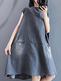 Momentlover Original Split-Joint With Pocket Denim Dress