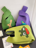 Momentlover Cartoon Printed Woven Handbag Bags Accessories
