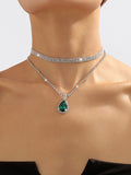Rhine Stones Geometric Double Layered Necklaces Accessories