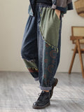 Momentlover Contrast Color Fringed Split-Joint Long Sleeves Printed Outwear + Harem Pants  Two Pieces Set