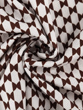 Momentlover Printed Plaid Wide Leg  Pants&Lapel Shirts Tops Two Pieces Set
