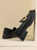 Momentlover Split-Joint Round-Toe Platform Shoes Loafers