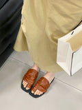 Momentlover Pleated Contrast Color Slippers