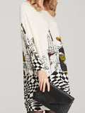 Momentlover Vintage Loose Printed Split-Joint Sweater