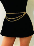 Momentlover Long Tassel Waistbands Hip Jewelry Body Chain Metal Link Waist Chain Belt