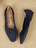 Momentlover Square-Toe Solid Color Shoes Flats