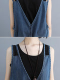 Momentlover Comfortable V-neck Jeans Jumpsuit