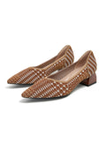 Momentlover Pointed-Toe Houndstooth Shoes Pumps
