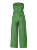 Momentlover Original Cold Shoulder Tied Solid Color Straight Leg Jumpsuits