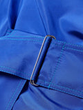 Momentlover Zipper Solid Color Hollow Belted Wrap Long Sleeves One-Shoulder Mini Dresses