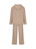Momentlover Loose Solid Color Hooded Long Sleeves Round-Neck Sweater Top + Drawstring Pants Bottom Two Pieces Set
