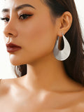 Momentlover Solid Color Hollow Geometric Drop Earrings