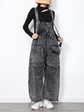 Momentlover Original Cool Denim Split-Joint Square-Neck Overalls