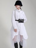 Momentlover Urban Loose Split-Joint Lapel Long Sleeves Midi Dress
