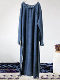 Momentlover Loose Button Split-side Jeans Long Dress