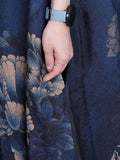 Momentlover Original Floral Print Split-Joint Stand Collar Maxi Dress