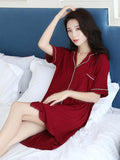 Momentlover Casual V-Neck Button Modal Short Pajamas