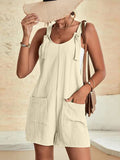 Momentlover Solid Color Sleeveless Loose U-neck Rompers