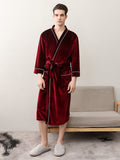 Momentlover Comfortable Solid Bandage V-Neck Pajama Robe