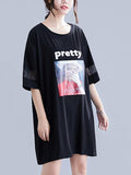 Momentlover Urban Loose Split-Joint Half Sleeve Dress